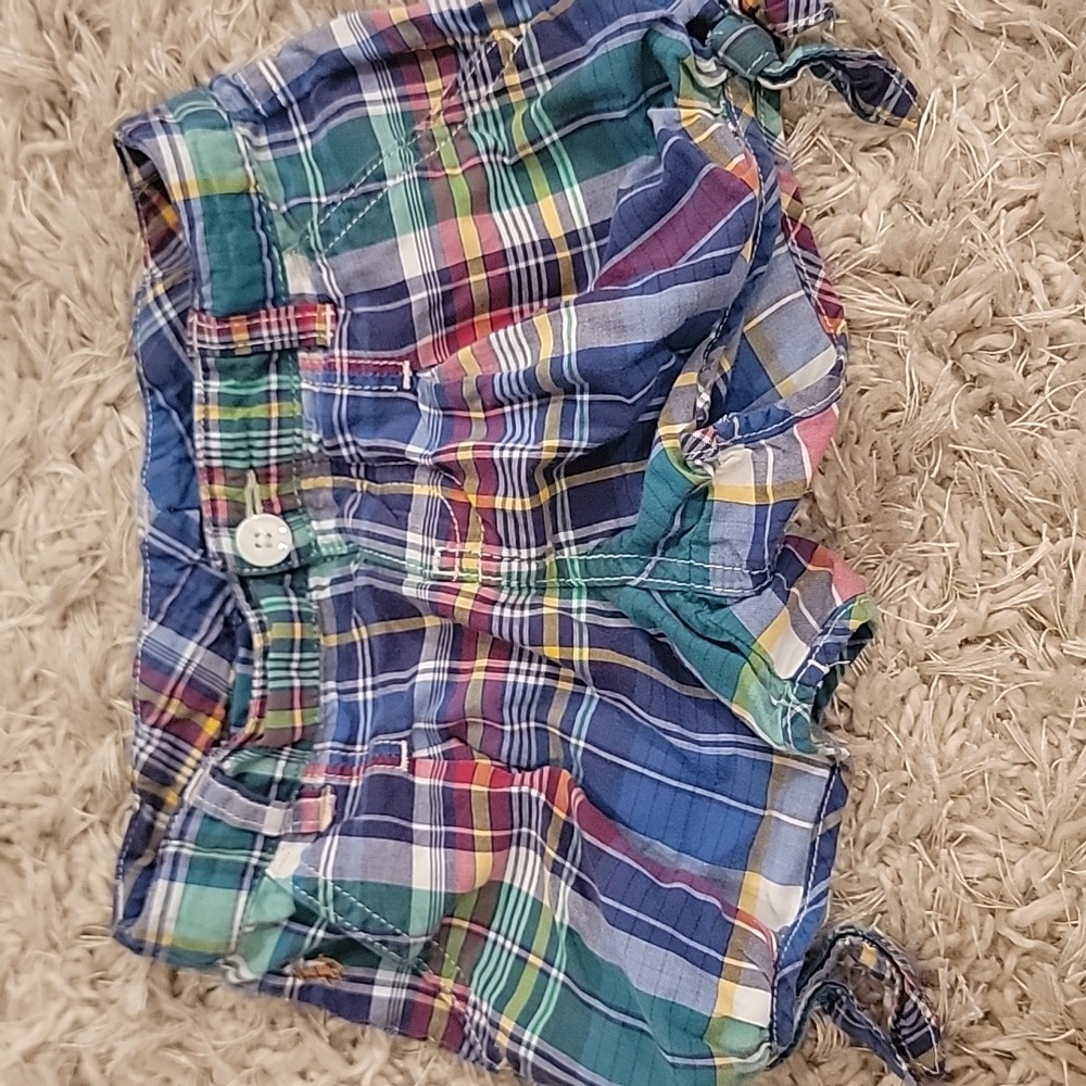 Ralph Lauren Plaid Cotton Shorts in Blue & Green